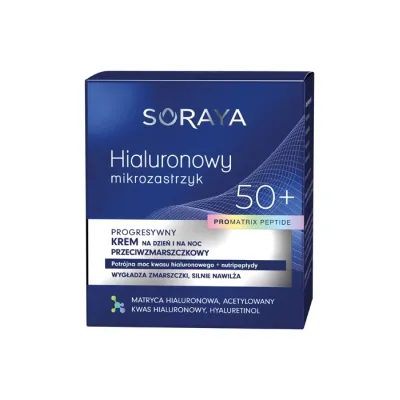 Soraya Hialuronowy Mikrozastrzyk progresywny krem przeciwzmarszczkowy na dzień i na noc 50+ 50ml