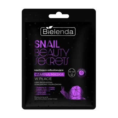 Bielenda Snail Beauty Secrets nawilżająco-odbudowująca czarna maska w płacie