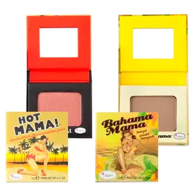 The Balm zestaw kosmetyków do makijażu róż do policzków The Balm Hot Mama! + bronzer Bahama Mama