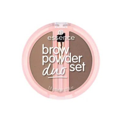 Essence Brow Powder Duo Set zestaw pudrowych cieni do stylizacji brwi z pędzelkiem 01 Light 1,8g