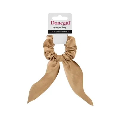 Donegal gumka do włosów scrunchie z kokardą FA-5621 Beżowa