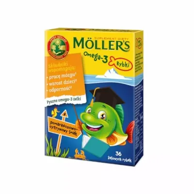 MOLLER’S OMEGA-3 RYBKI SUPLEMENT DIETY DLA DZIECI POMARAŃCZOWO-CYTRYNOWY 36 ŻELEK