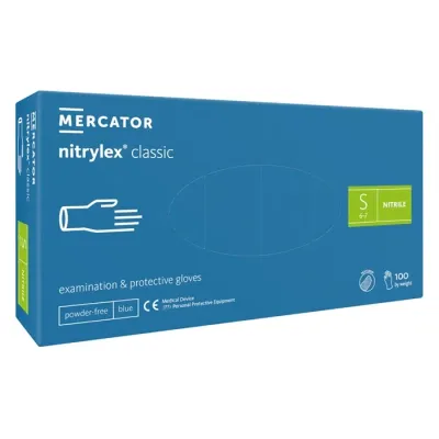 Nitrylex Classic Blue rękawiczki nitrylowe bezpudrowe rozmiar S 100 sztuk