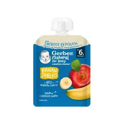 Gerber Natural mus w tubce po 6 miesiącu Banan Jabłko 80 g