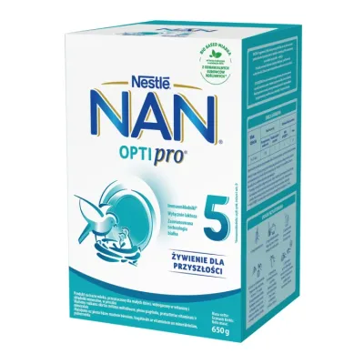 Nestle Nan Optipro 5 produkt na bazie mleka, w proszku dla dzieci po 2,5 roku życia 650g