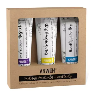 Anwen zestaw odżywek do włosów o średniej porowatości Irys 100 ml + Magnolia 100 ml + Bez 100 ml