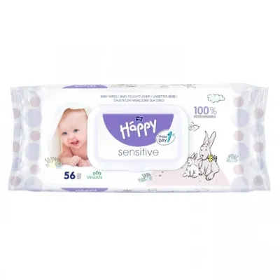 Bella Baby Happy Sensitive nasączone chusteczki dla dzieci 56 sztuk