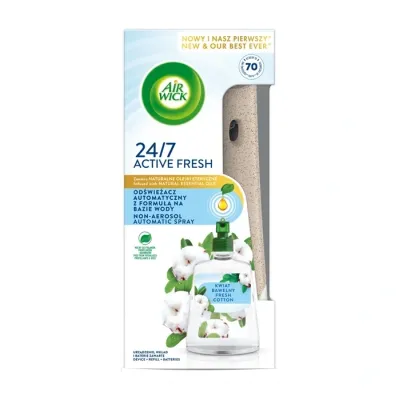 Air Wick 24/7 Active Fresh zestaw automatyczny odświeżacz powietrza + wkład Kwiat Bawełny