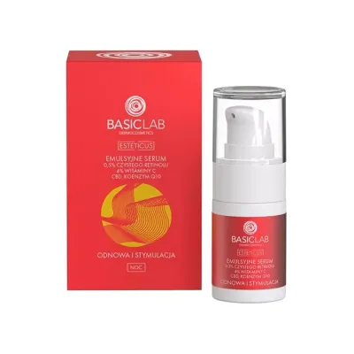 BasicLab Esteticus emulsyjne serum do twarzy z 0,5% czystego retinolu na noc 15 ml