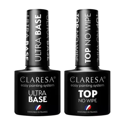 Claresa zestaw do manicure hybrydowego baza Ultra Base + top No Wipe