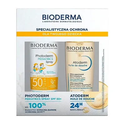 Bioderma zestaw dermokosmetyków dla dziecka spray dla dzieci 200 ml + olejek do kąpieli 200 ml