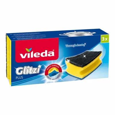 Vileda Glitzi Plus zmywak kuchenny profilowany 3 sztuki