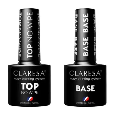 Claresa zestaw do manicure hybrydowego top hybrydowy Claresa Top No Wipe + baza hybrydowa