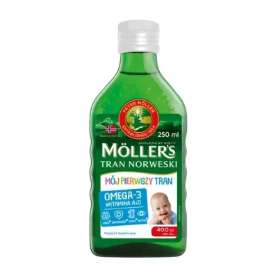 Möller’s Tran Norweski Mój Pierwszy Tran suplement diety dla dzieci Omega-3 z wit. A+D 250ml
