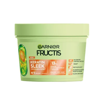 Garnier Fructis Keratin Sleek maska do włosów suchych i puszących się 370 ml