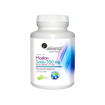 Aliness suplement diety Maślan Sodu 550 mg (kwas masłowy 170 mg) 100 kapsułek