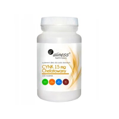 Aliness suplement diety dla dorosłych Cynk Chelatowany 15 mg 100 tabletek
