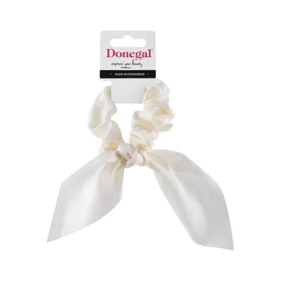 Donegal gumka do włosów scrunchie z kokardą FA-5621 Ecru