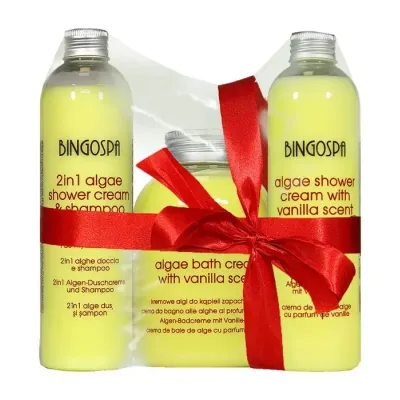 BingoSpa Algi Wanilia zestaw żel pod prysznic 300 ml + płyn do kąpieli 500 ml + 2w1 szampon i żel 300 ml