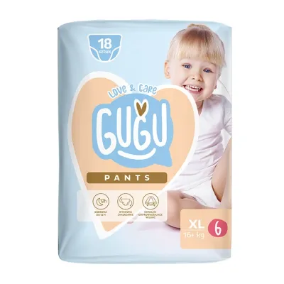 Gugu Love & Care pieluchomajtki rozmiar 6 XL (16+ kg) 18 sztuk
