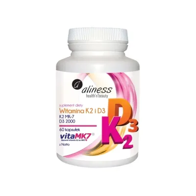 Aliness witamina K2 MK-7 100µg z natto + D3 2000 j.m. suplement diety 60 kapsułek