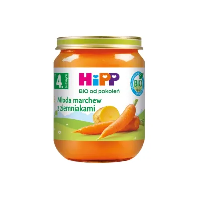 HiPP Bio przecier warzywny w słoiczku po 4 miesiącu Młoda Marchew z Ziemniakami 125 g