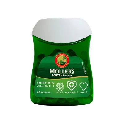 Moller's Forte z tranem suplement diety Omega-3 z wit. D+E 60 kapsułek