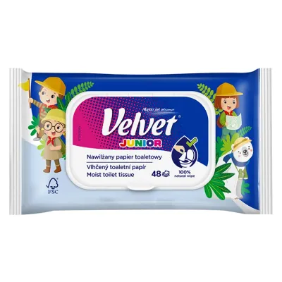 Velvet Junior nawilżany papier toaletowy 48 sztuk