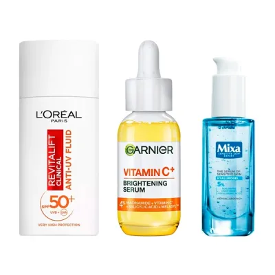Zestaw kosmetyków krem na dzień 50 ml + serum na przebarwienia 30 ml + serum do cery wrażliwej 30 ml