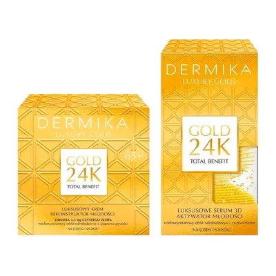 Dermika Gold 24K Total Benefit zestaw kosmetyków krem do twarzy 50 ml + serum do twarzy 60 g