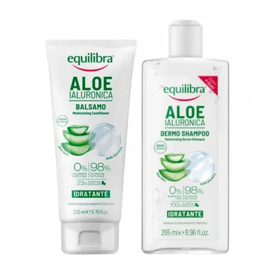 Equilibra Aloe zestaw nawilżający szampon do włosów 265ml + nawilżająca odżywka 200ml