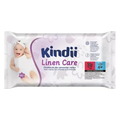 Cleanic Kindii Linen Care nawilżane chusteczki dla dzieci i niemowląt 50 sztuk