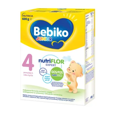 Bebiko Junior NutriFlor Expert 4 odżywcza formuła na bazie mleka dla dzieci powyżej 2 roku życia 600 g