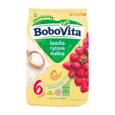 BoboVita bezmleczna kaszka ryżowa po 6 miesiącu Malina 180 g