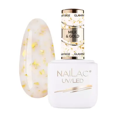 NaiLac Glammy Base baza kauczukowa Milk & Gold 7ml