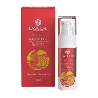 BasicLab Esteticus emulsyjne serum do twarzy z 0,3% czystego retinolu na noc 30 ml