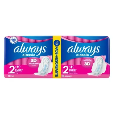 Always Classic podpaski higieniczne ze skrzydełkami 2 Super 18 sztuk
