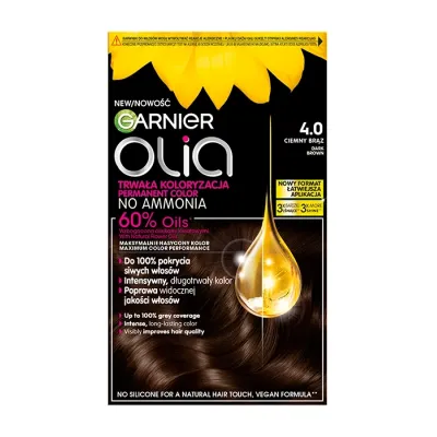 Garnier Olia trwała farba do włosów bez amoniaku 4.0 Ciemny Brąz
