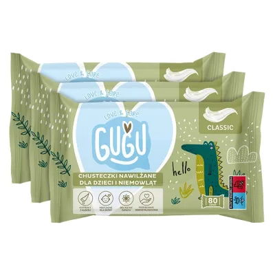 Gugu Love & Care Classic chusteczki nawilżane 3x80 sztuk
