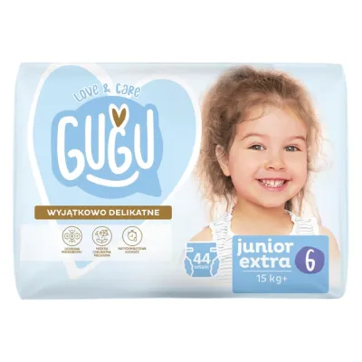 Gugu Love & Care Premium pieluchy rozmiar 6 Junior Extra (15 kg+) 44 sztuki