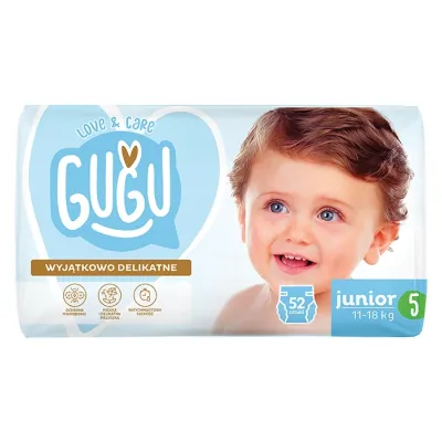 Gugu Love & Care Premium pieluchy rozmiar 5 Junior (11-18 kg) 52 sztuki
