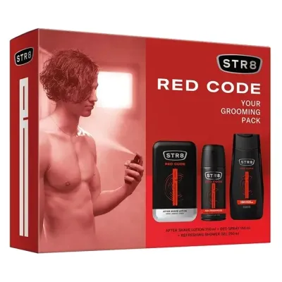 STR8 RED CODE WODA PO GOLENIU 100ML + DEZODORANT SPRAY 150ML + ŻEL 250ML