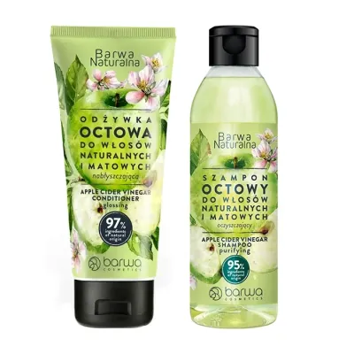 Barwa Naturalna zestaw do pielęgnacji włosów odżywka octowa 200 ml + szampon octowy 300 ml