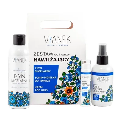 VIANEK NAWILŻAJĄCY ZESTAW DO TWARZY PŁYN MICELARNY + TONIK + KREM POD OCZY