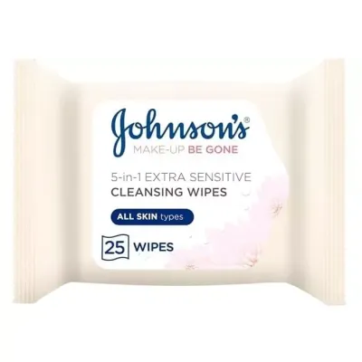 Johnson's Make-up Be Gone 5w1 Extra-Sensitive chusteczki do demakijażu twarzy 25 sztuk