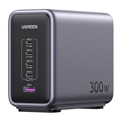 Ładowarka sieciowa UGREEN CD333 Nexode, USB + 4x USB-C, GaN, 300W + kabel USB-C 240W (czarny)