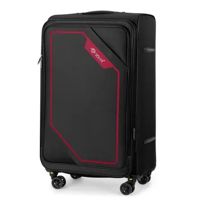 Duża walizka miękka L 26'' SOLIER SOFTFLEX 2240 czarno-czerwona