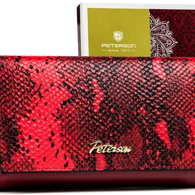 Portfel skórzany Peterson PTN SM-466 czerwony croco
