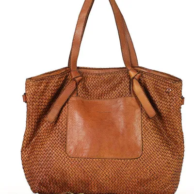 Shopperka pleciona MARCO MAZZINI brąz camel v243b