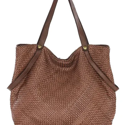 Shopperka pleciona MARCO MAZZINI brązowa v244b